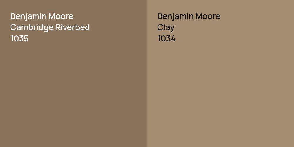 Benjamin Moore Cambridge Riverbed vs. Benjamin Moore Clay comparison