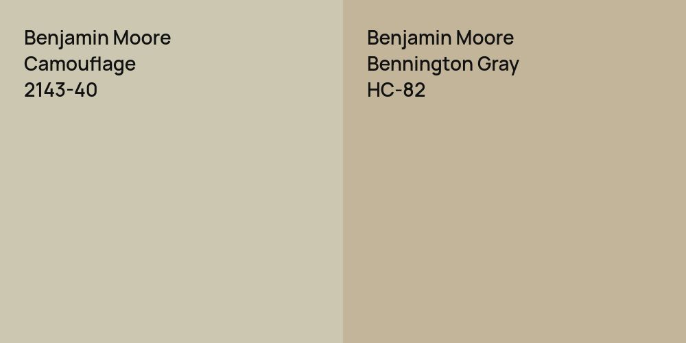 Benjamin Moore Camouflage vs. Benjamin Moore Bennington Gray