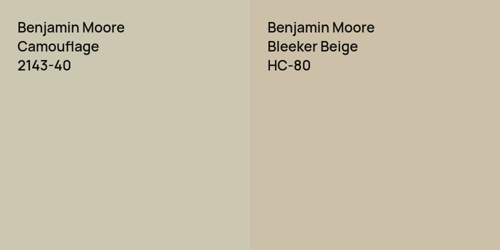 Benjamin Moore Camouflage vs. Benjamin Moore Bleeker Beige