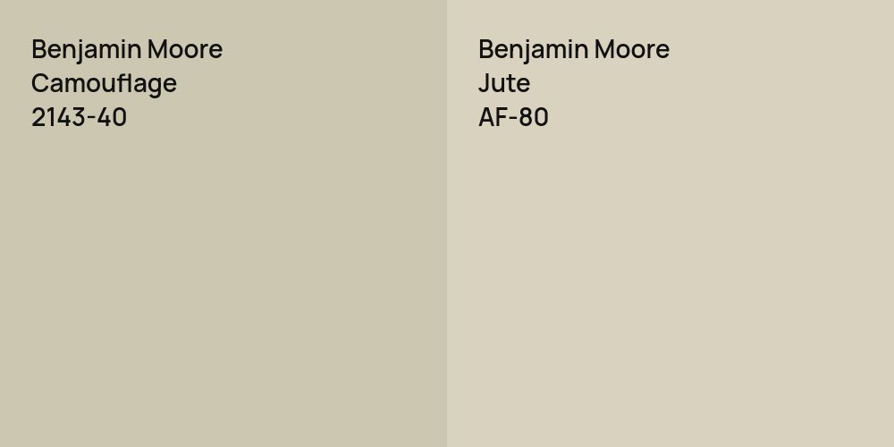 Benjamin Moore Camouflage vs. Benjamin Moore Jute