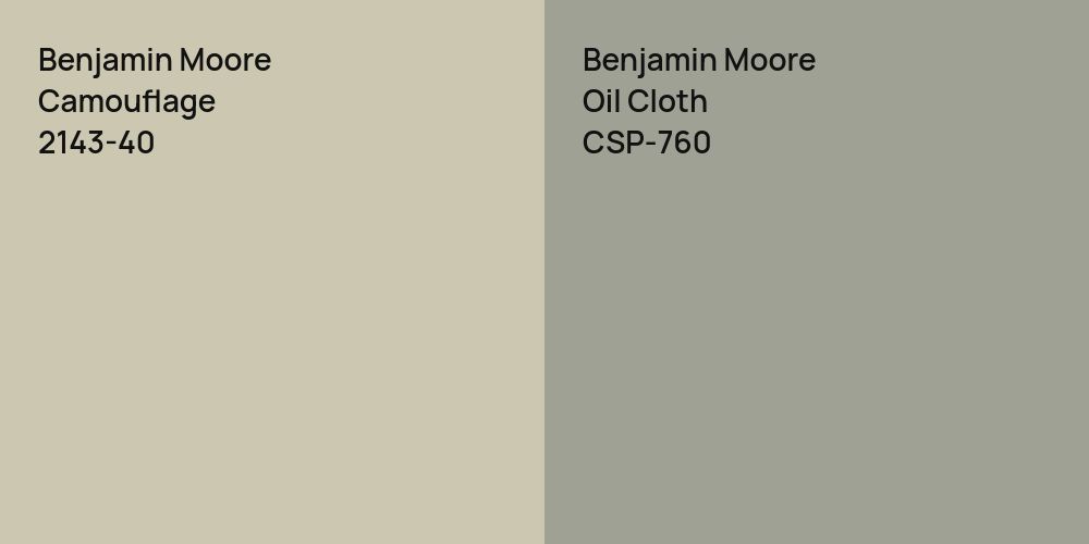 Benjamin Moore Camouflage vs. Benjamin Moore Oil Cloth