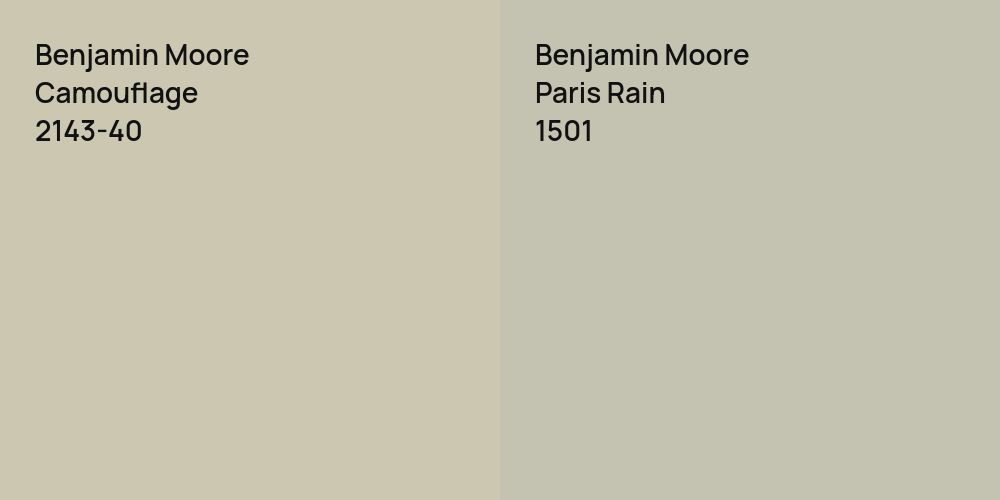 Benjamin Moore Camouflage vs. Benjamin Moore Paris Rain