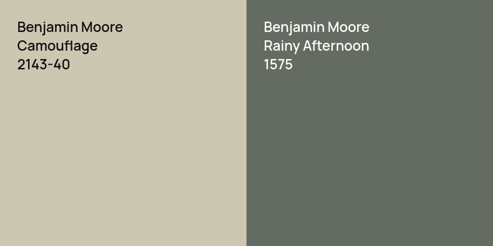 Benjamin Moore Camouflage vs. Benjamin Moore Rainy Afternoon