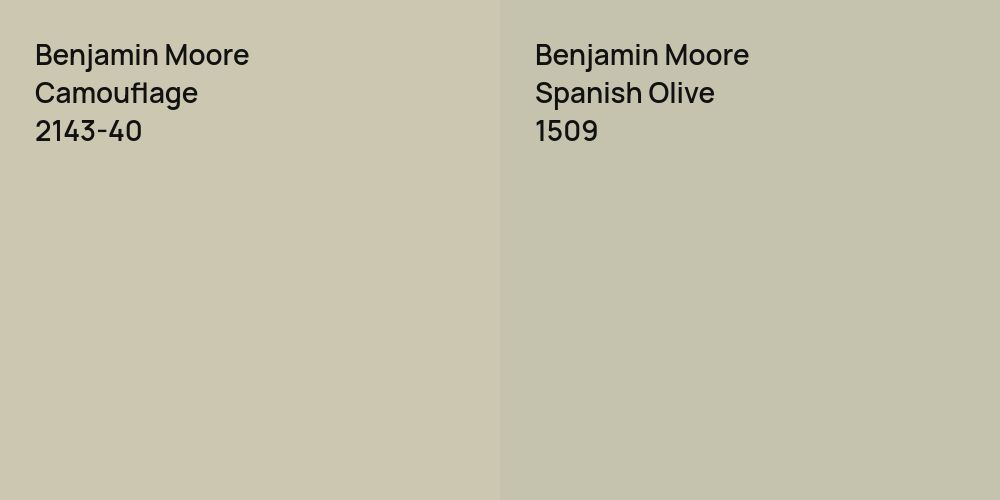 Benjamin Moore Camouflage vs. Benjamin Moore Spanish Olive