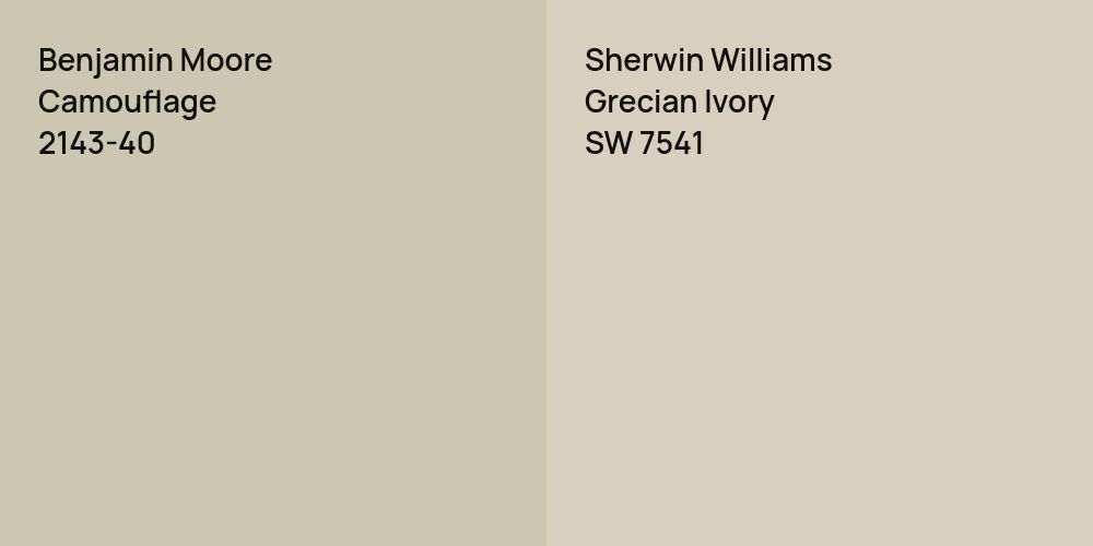 Benjamin Moore Camouflage vs. Sherwin Williams Grecian Ivory