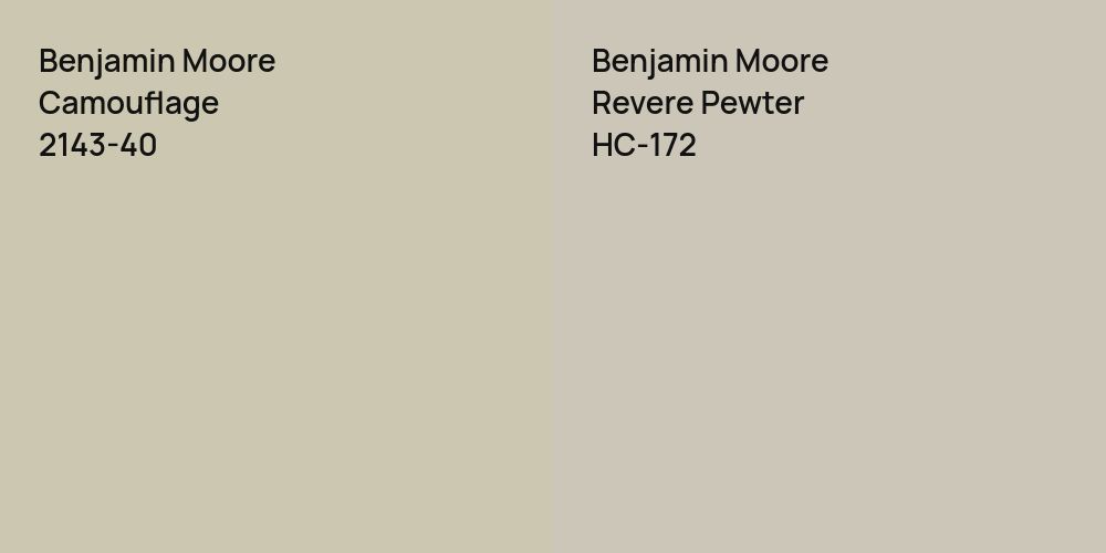 Benjamin Moore Camouflage vs. Benjamin Moore Revere Pewter