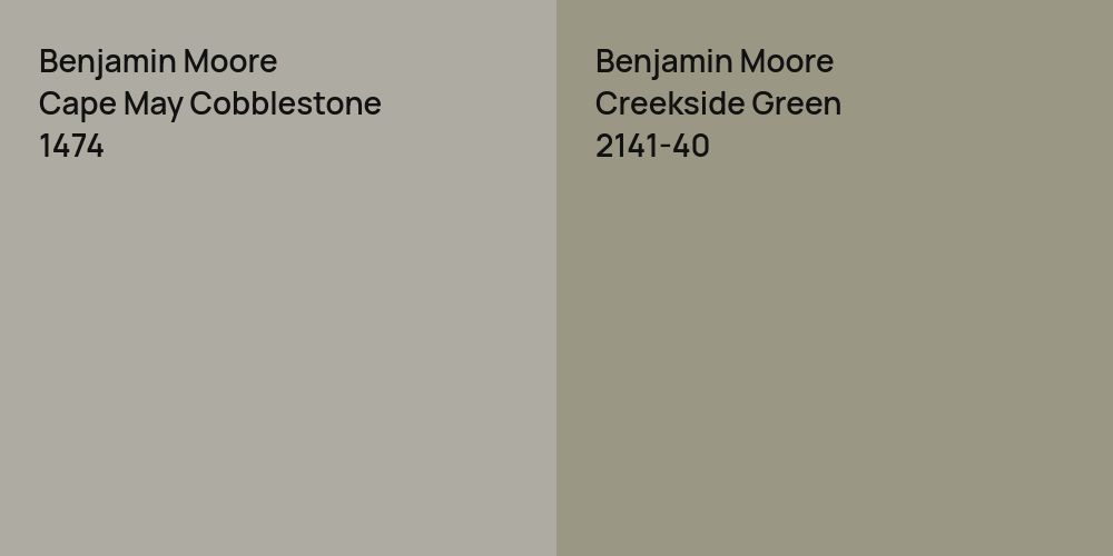 Benjamin Moore Cape May Cobblestone vs. Benjamin Moore Creekside Green