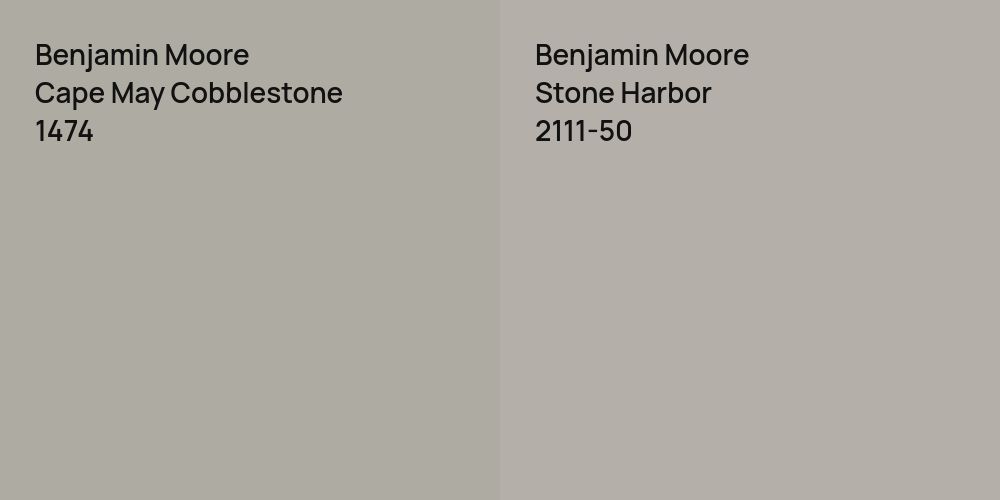 Benjamin Moore Cape May Cobblestone vs. Benjamin Moore Stone Harbor