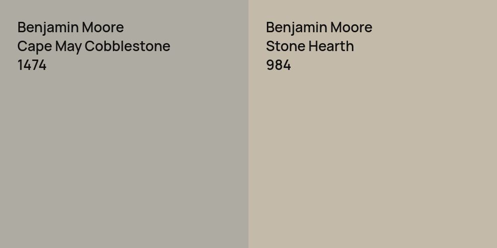 Benjamin Moore Cape May Cobblestone vs. Benjamin Moore Stone Hearth