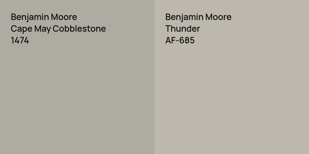 Benjamin Moore Cape May Cobblestone vs. Benjamin Moore Thunder