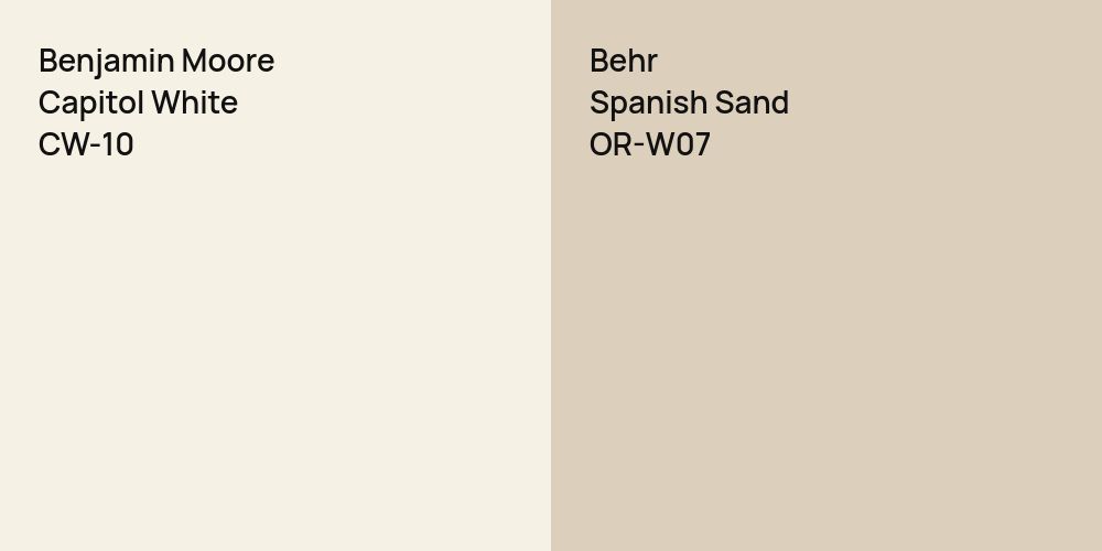 Benjamin Moore Capitol White vs. Behr Spanish Sand