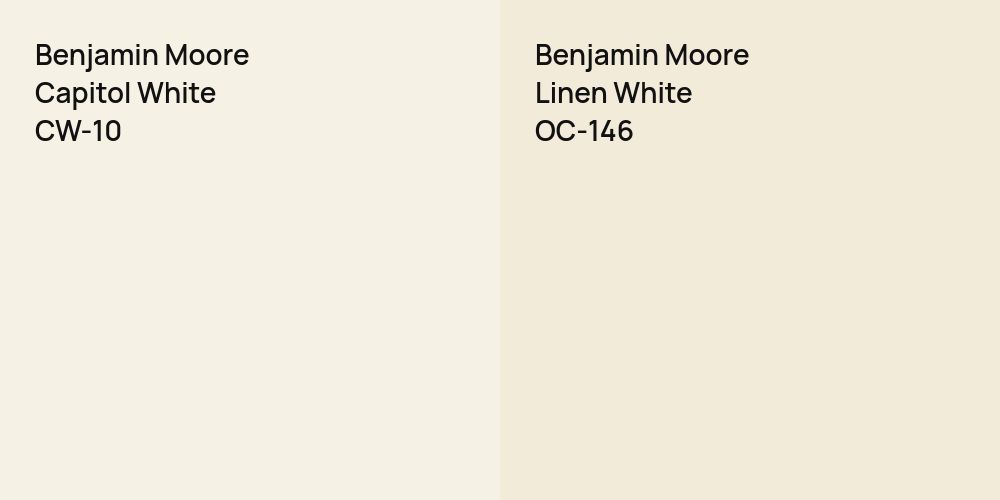 Benjamin Moore Capitol White vs. Benjamin Moore Linen White