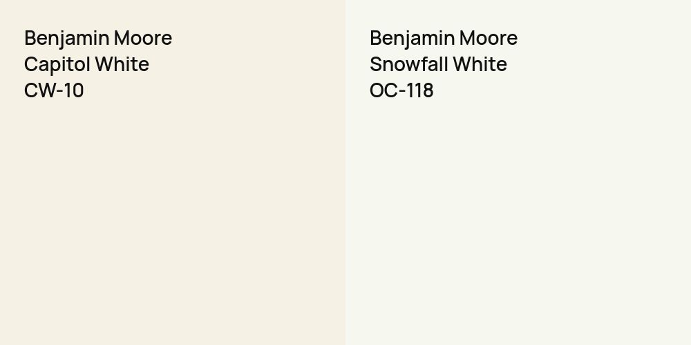 Benjamin Moore Capitol White vs. Benjamin Moore Snowfall White