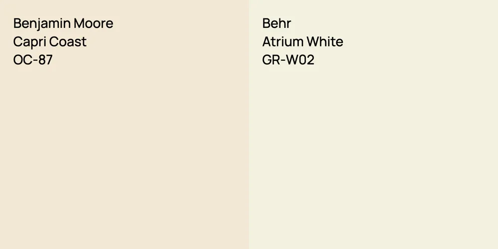 Benjamin Moore Capri Coast vs. Behr Atrium White