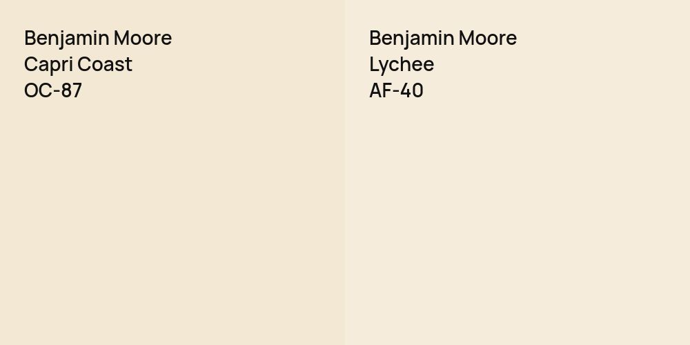 Benjamin Moore Capri Coast vs. Benjamin Moore Lychee