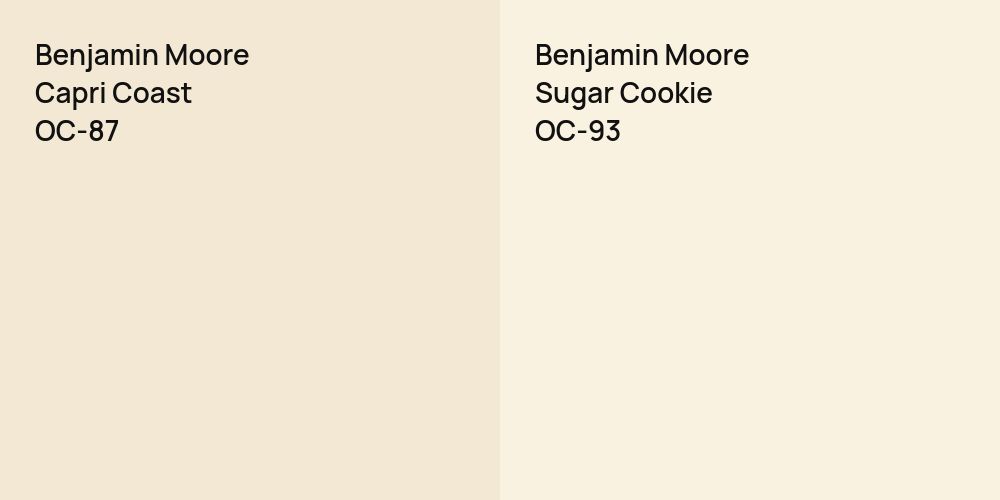 Benjamin Moore Capri Coast vs. Benjamin Moore Sugar Cookie