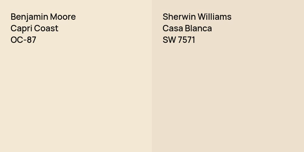 Benjamin Moore Capri Coast vs. Sherwin Williams Casa Blanca