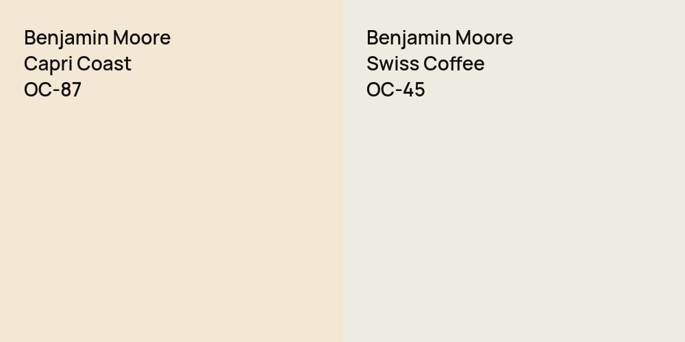 Benjamin Moore Capri Coast vs. Benjamin Moore Swiss Coffee