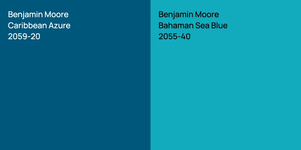 Benjamin Moore Caribbean Azure vs. Benjamin Moore Bahaman Sea Blue