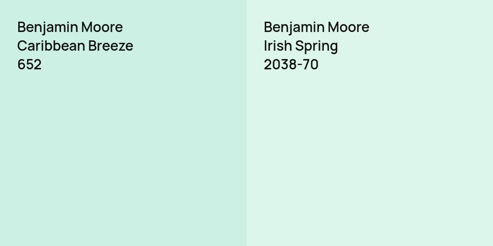 Benjamin Moore Caribbean Breeze vs. Benjamin Moore Irish Spring