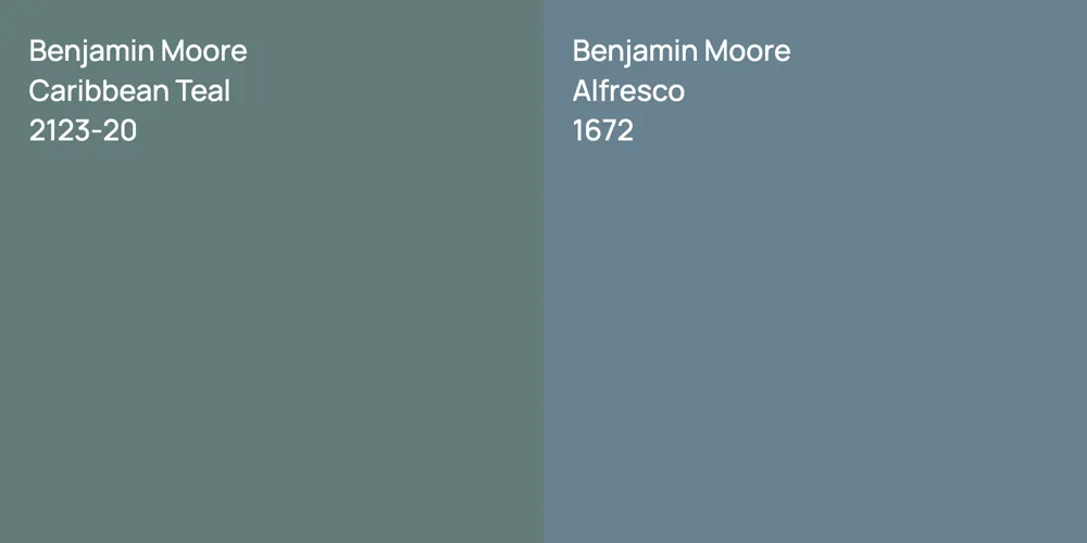 Benjamin Moore Caribbean Teal vs. Benjamin Moore Alfresco