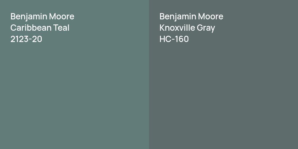 Benjamin Moore Caribbean Teal vs. Benjamin Moore Knoxville Gray