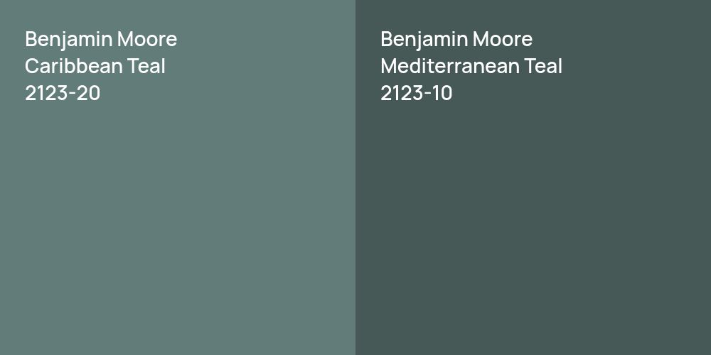 Benjamin Moore Caribbean Teal vs. Benjamin Moore Mediterranean Teal