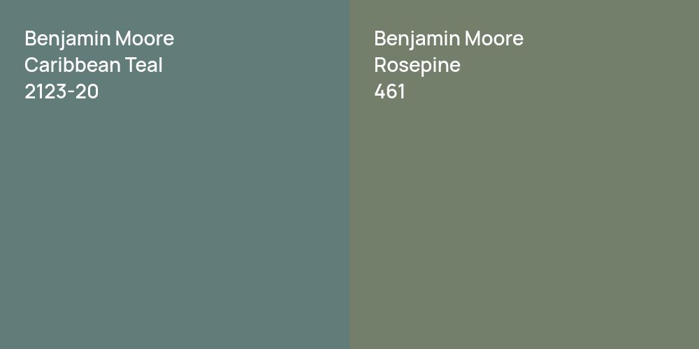 Benjamin Moore Caribbean Teal vs. Benjamin Moore Rosepine