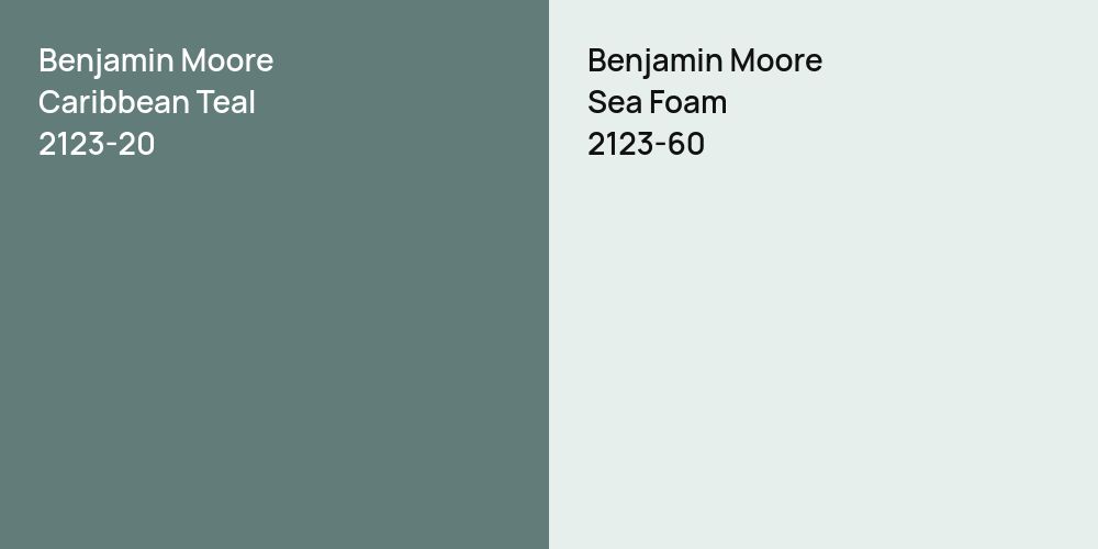 Benjamin Moore Caribbean Teal vs. Benjamin Moore Sea Foam