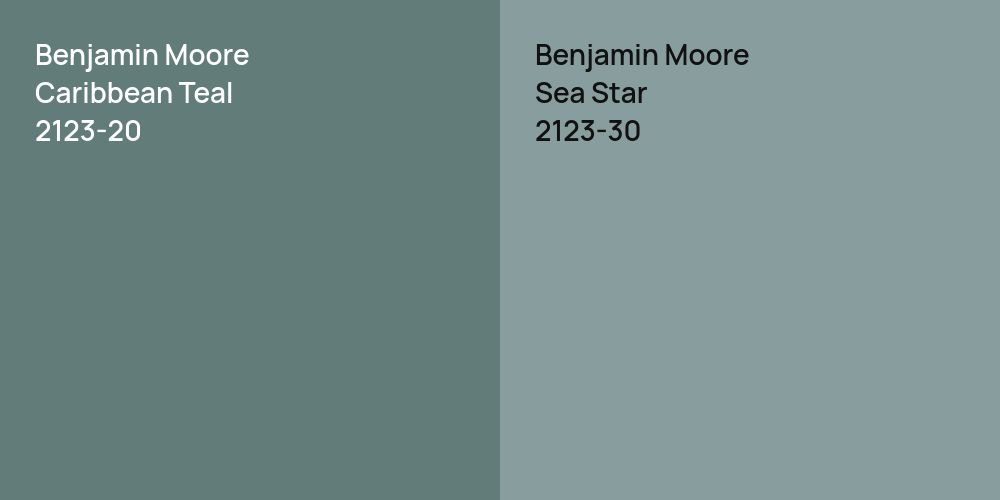 Benjamin Moore Caribbean Teal vs. Benjamin Moore Sea Star