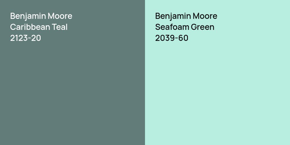 Benjamin Moore Caribbean Teal vs. Benjamin Moore Seafoam Green