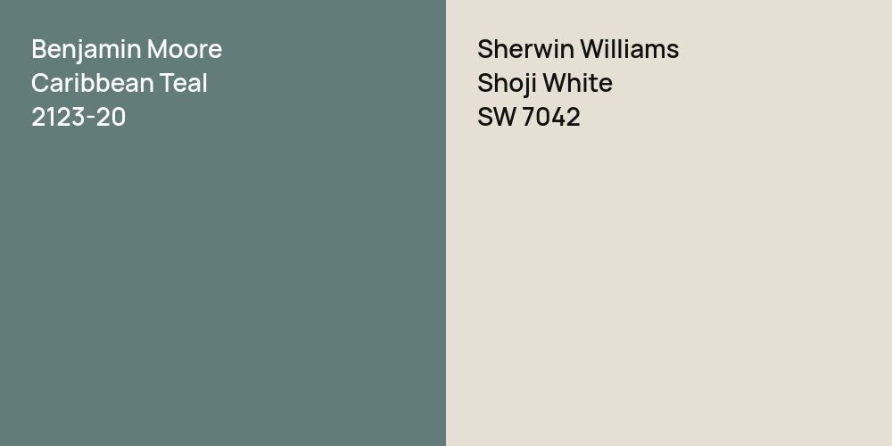 Benjamin Moore Caribbean Teal vs. Sherwin Williams Shoji White