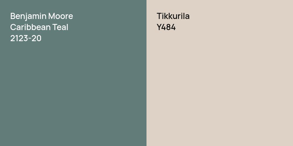 Benjamin Moore Caribbean Teal vs. Tikkurila Y484