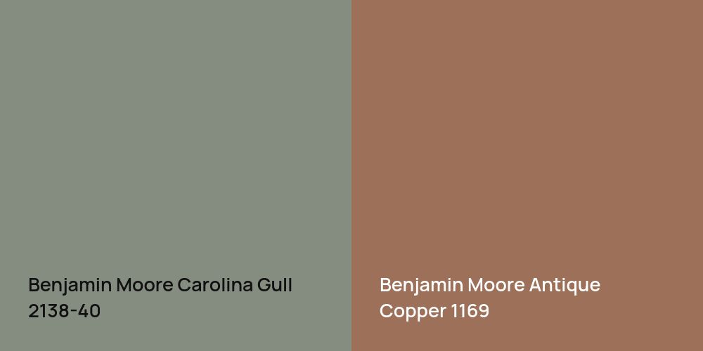 Benjamin Moore Carolina Gull vs. Benjamin Moore Antique Copper