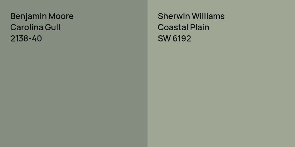 Benjamin Moore Carolina Gull vs. Sherwin Williams Coastal Plain