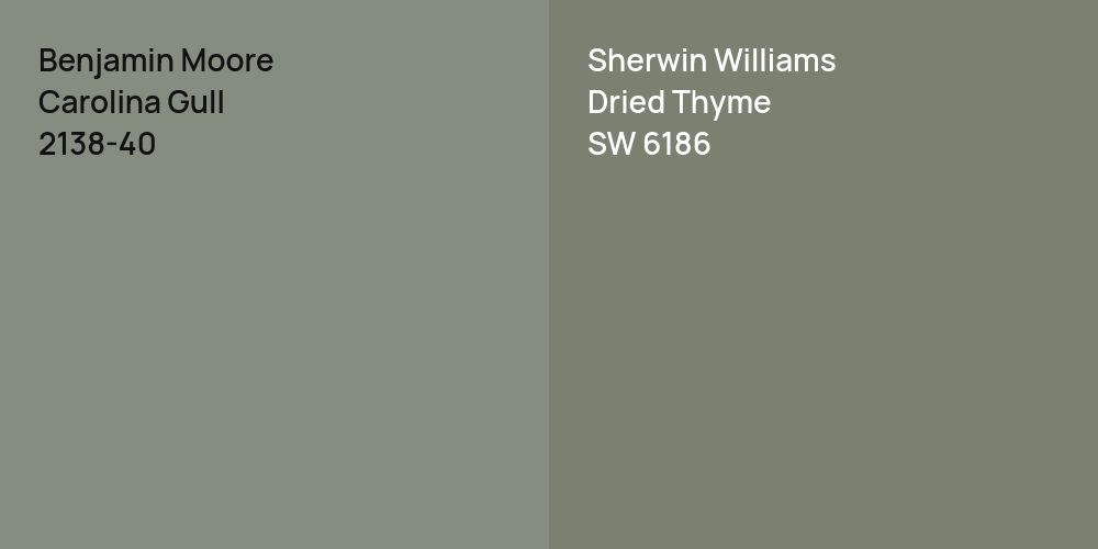 Benjamin Moore Carolina Gull vs. Sherwin Williams Dried Thyme