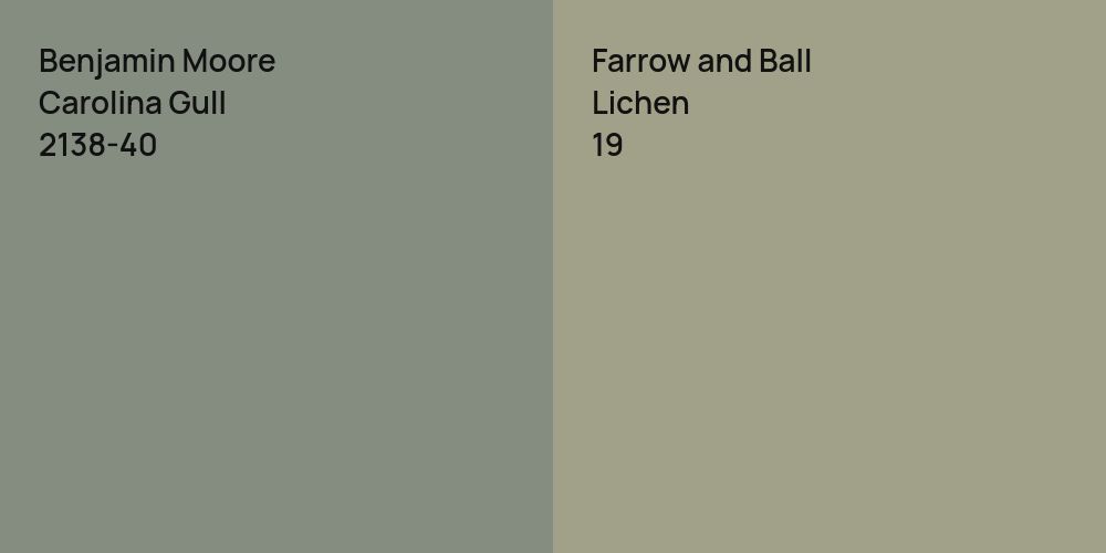 Benjamin Moore Carolina Gull vs. Farrow and Ball Lichen