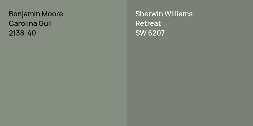 Benjamin Moore Carolina Gull vs. Sherwin Williams Retreat