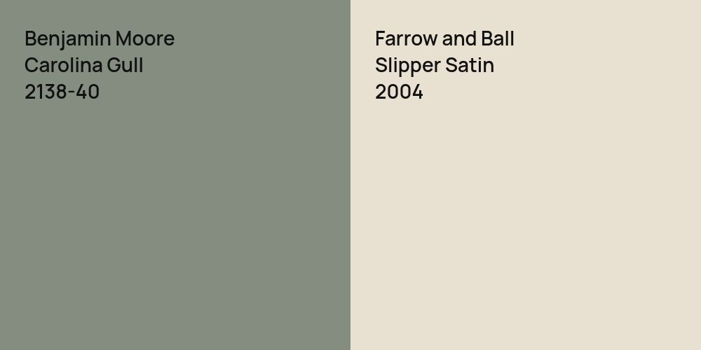 Benjamin Moore Carolina Gull vs. Farrow and Ball Slipper Satin