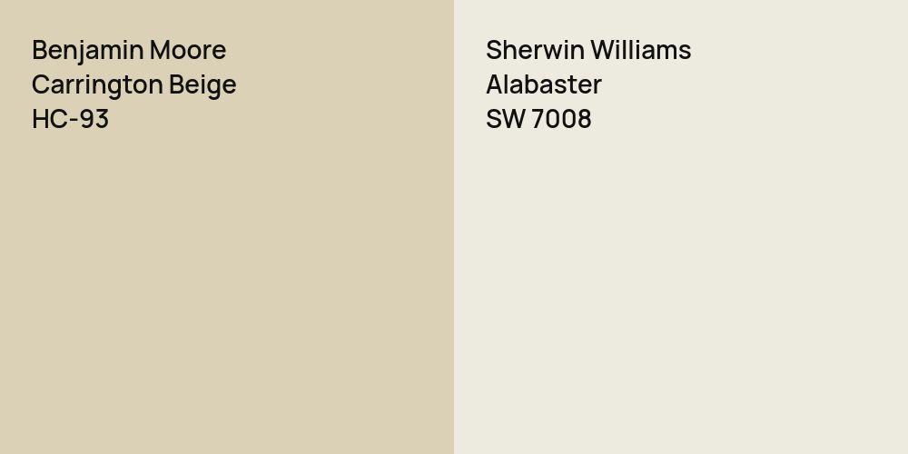 Benjamin Moore Carrington Beige vs. Sherwin Williams Alabaster