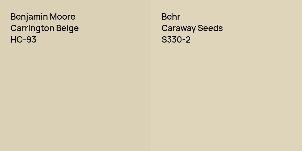 Benjamin Moore Carrington Beige vs. Behr Caraway Seeds