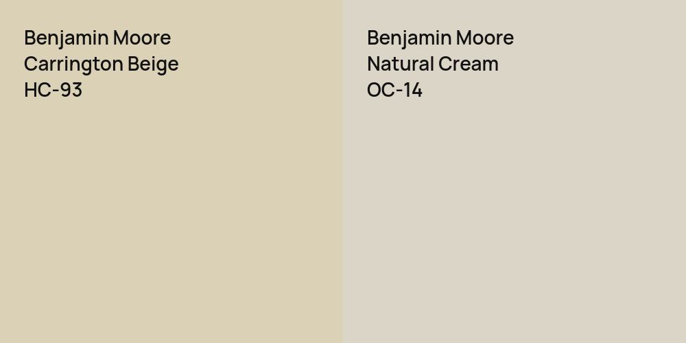 Benjamin Moore Carrington Beige vs. Benjamin Moore Natural Cream