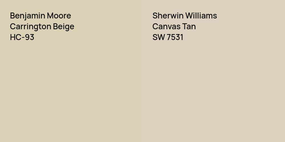 Benjamin Moore Carrington Beige vs. Sherwin Williams Canvas Tan