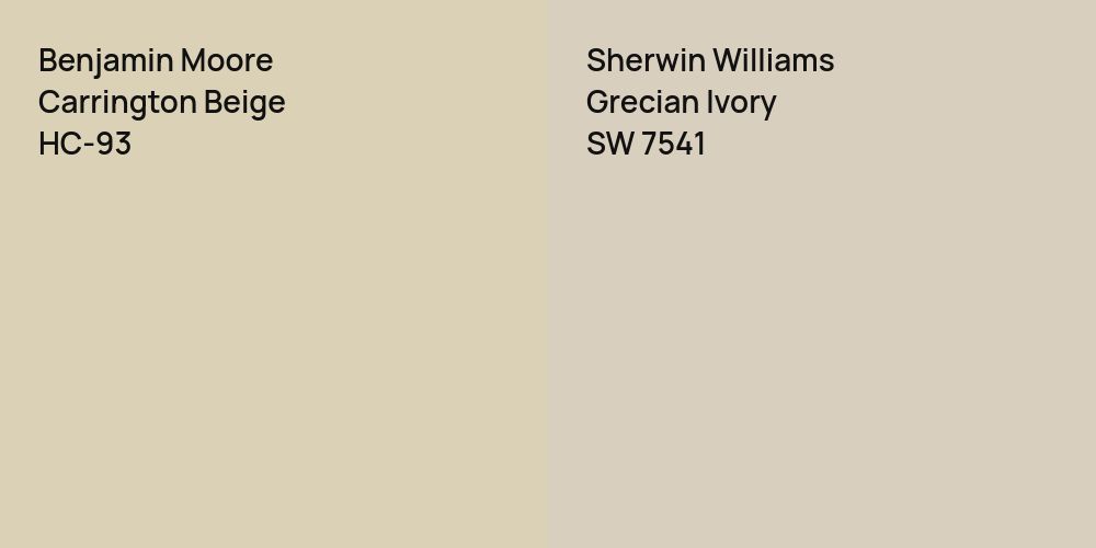 Benjamin Moore Carrington Beige vs. Sherwin Williams Grecian Ivory