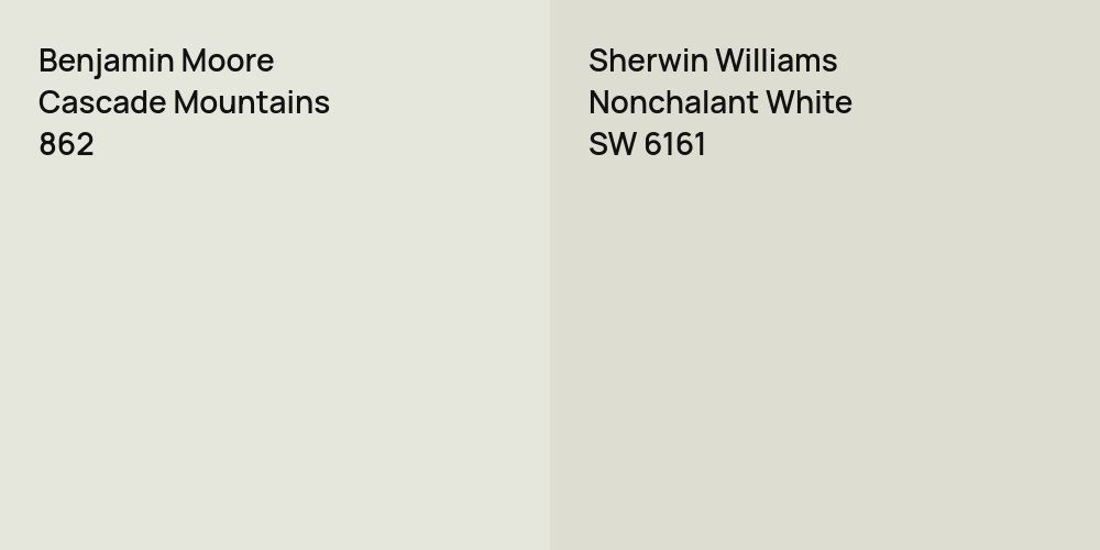 Benjamin Moore Cascade Mountains vs. Sherwin Williams Nonchalant White