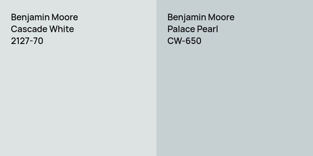 Benjamin Moore Cascade White vs. Benjamin Moore Palace Pearl