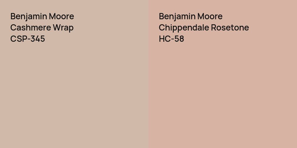 Benjamin Moore Cashmere Wrap vs. Benjamin Moore Chippendale Rosetone