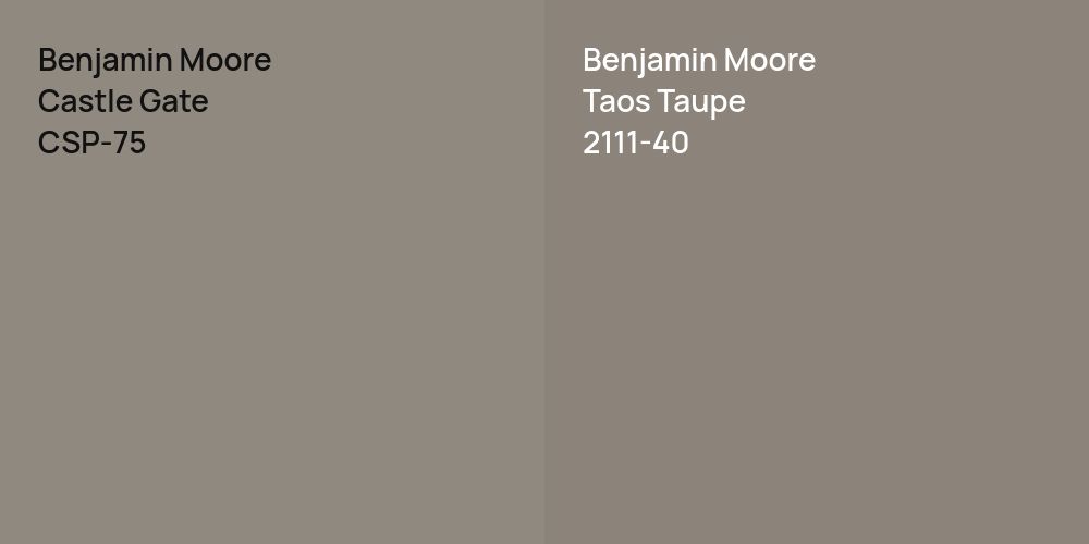 Benjamin Moore Castle Gate vs. Benjamin Moore Taos Taupe