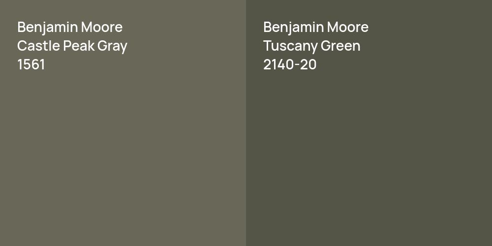 Benjamin Moore Castle Peak Gray vs. Benjamin Moore Tuscany Green