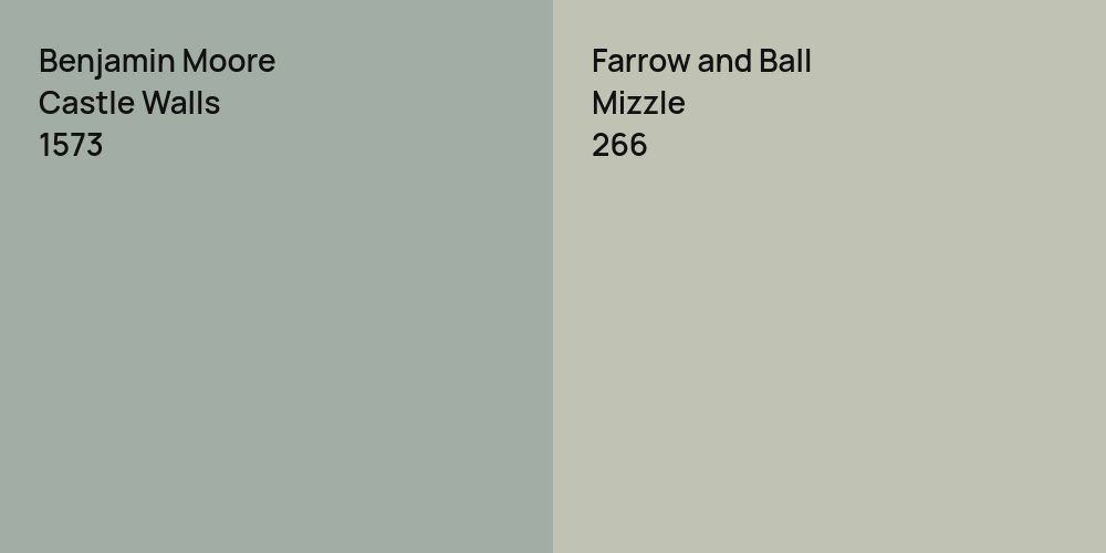 Benjamin Moore Castle Walls vs. Farrow and Ball Mizzle